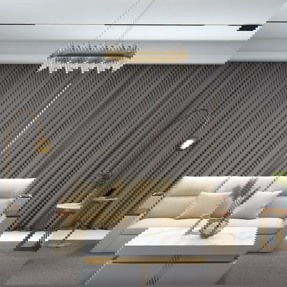 Crystina Modern Oval LED Crystal Kitchen Island Light Brass with Tubes Shaped - 