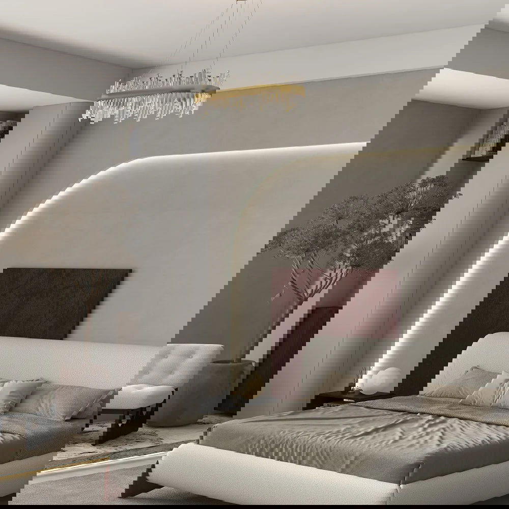 Crystina Modern Oval LED Crystal Kitchen Island Light Brass with Tubes Shaped - Homary