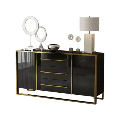 Cylina 1500mm Glossy Black Buffet & Sideboard with 3 Drawers & 2 Doors - 