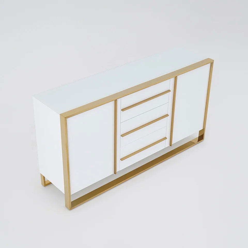 Cylina 1500mm Glossy White Buffet & Sideboard with 3 Drawers & 2 Doors - 