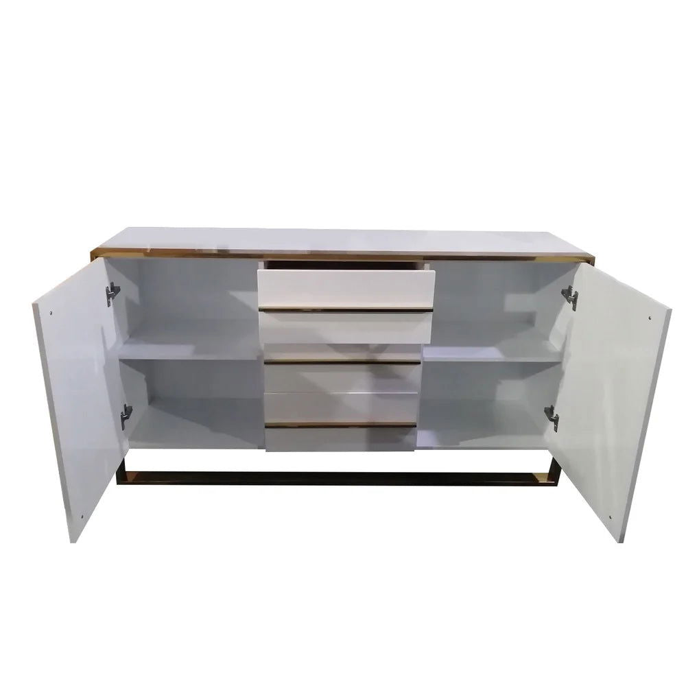 Cylina 1500mm Glossy White Buffet & Sideboard with 3 Drawers & 2 Doors - 