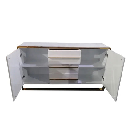 Cylina 1500mm Glossy White Buffet & Sideboard with 3 Drawers & 2 Doors - 