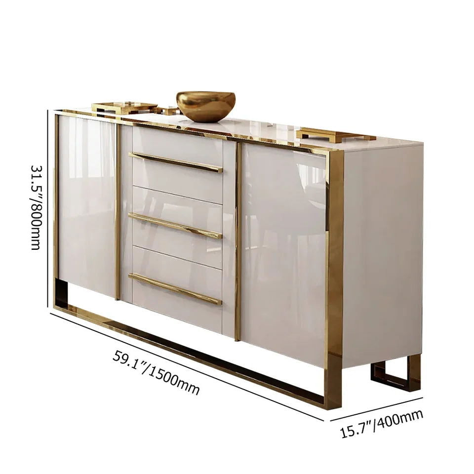 Cylina 1500mm Glossy White Buffet & Sideboard with 3 Drawers & 2 Doors - 