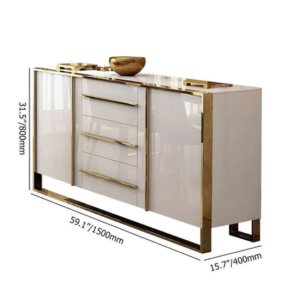 Cylina 1500mm Glossy White Buffet & Sideboard with 3 Drawers & 2 Doors - 
