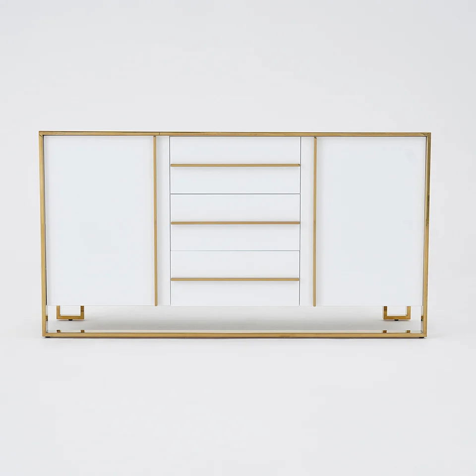 Cylina 1500mm Glossy White Buffet & Sideboard with 3 Drawers & 2 Doors - 