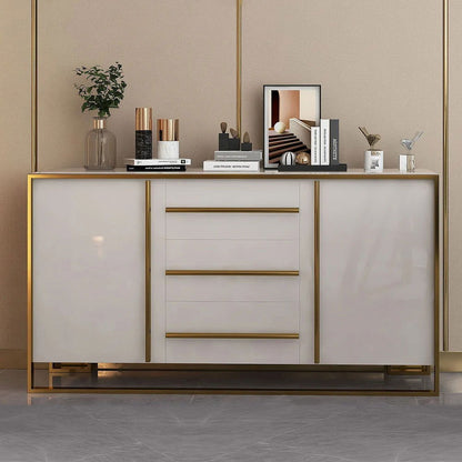 Cylina 1500mm Glossy White Buffet & Sideboard with 3 Drawers & 2 Doors - Homary