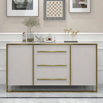 Cylina 1500mm Glossy White Buffet & Sideboard with 3 Drawers & 2 Doors - Homary