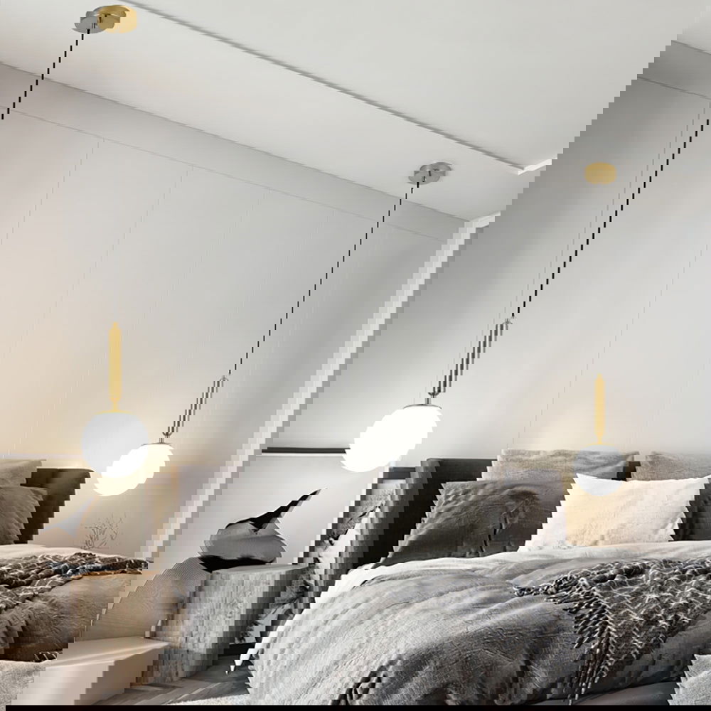 Decorica Modern LED Globe White and Gold Single Pendant Light - 