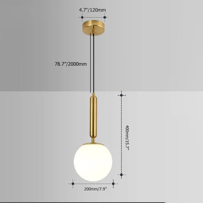 Decorica Modern LED Globe White and Gold Single Pendant Light - 