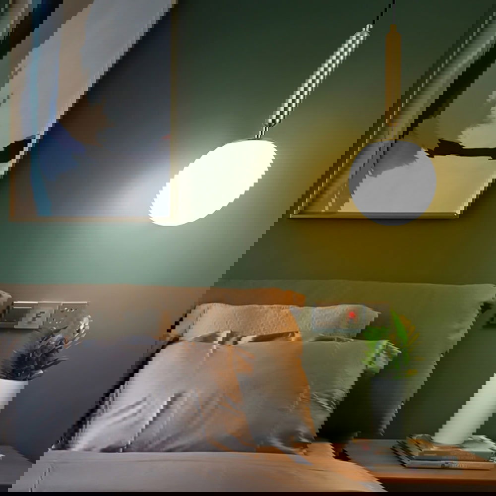 Decorica Modern LED Globe White and Gold Single Pendant Light - 