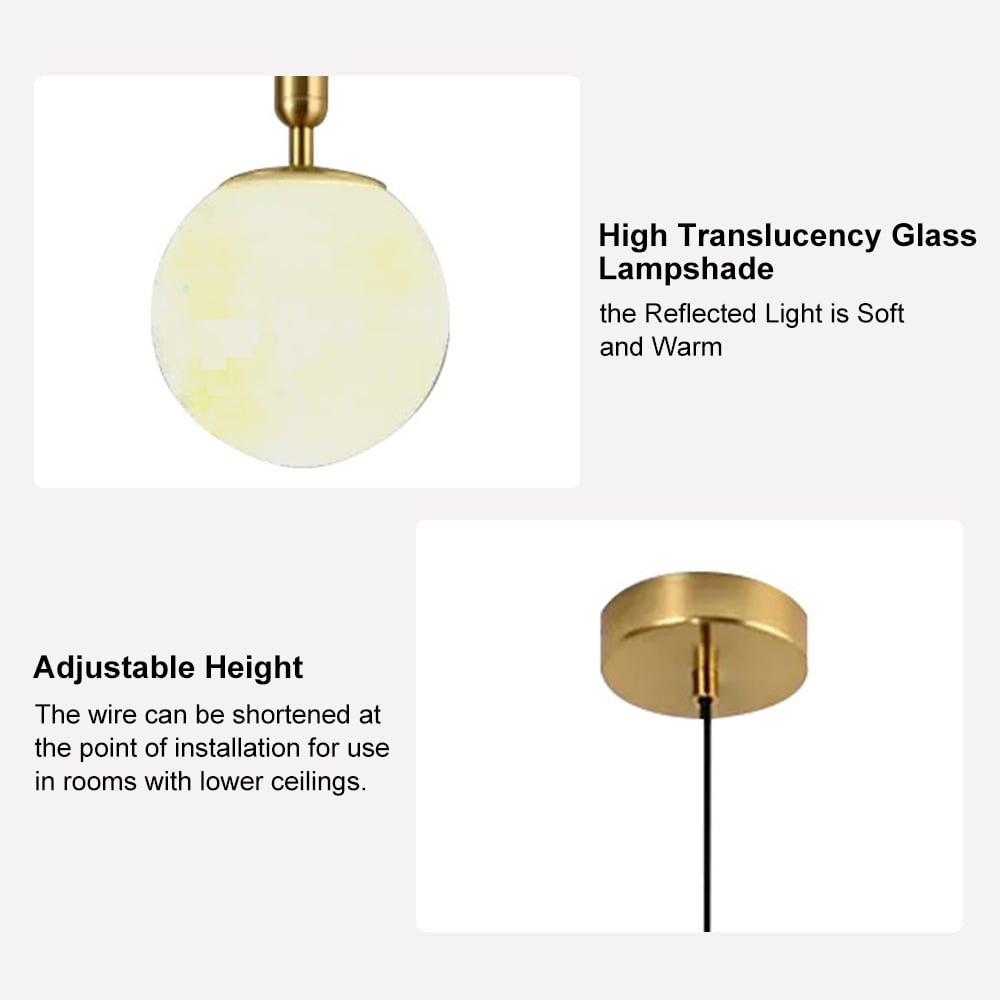 Decorica Modern LED Globe White and Gold Single Pendant Light - 