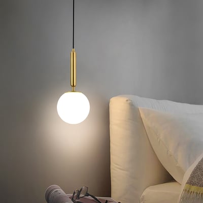 Decorica Modern LED Globe White and Gold Single Pendant Light - Homary