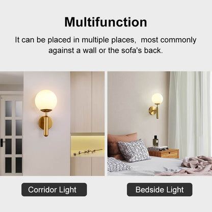 Decorica White and Gold LED Glass Globe Indoor Wall Sconce - 