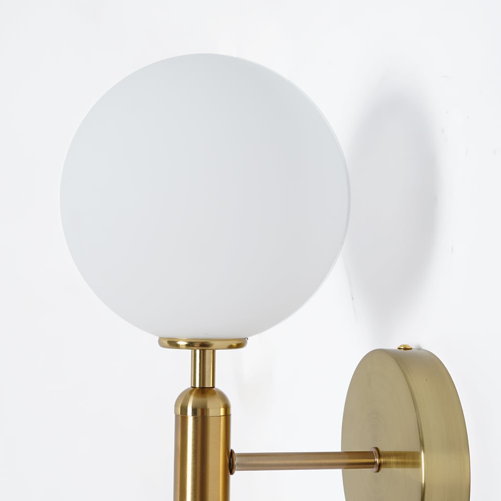 Decorica White and Gold LED Glass Globe Indoor Wall Sconce - 