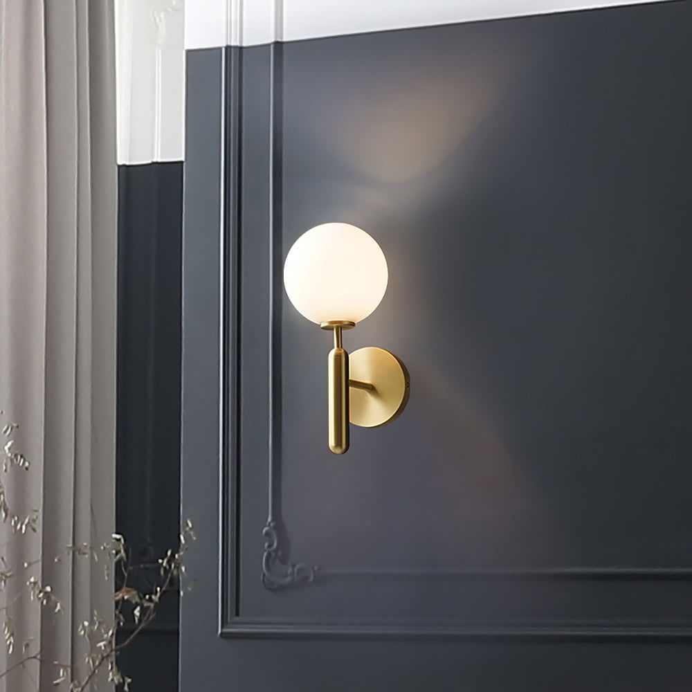Decorica White and Gold LED Glass Globe Indoor Wall Sconce - 