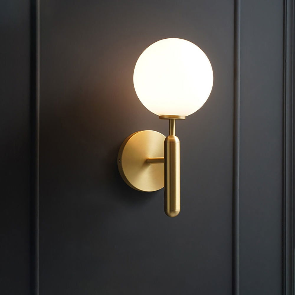 Decorica White and Gold LED Glass Globe Indoor Wall Sconce - Homary