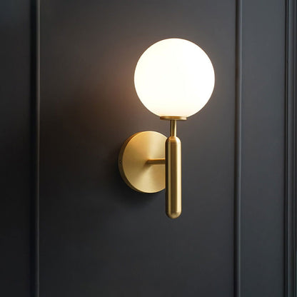 Decorica White and Gold LED Glass Globe Indoor Wall Sconce - Homary