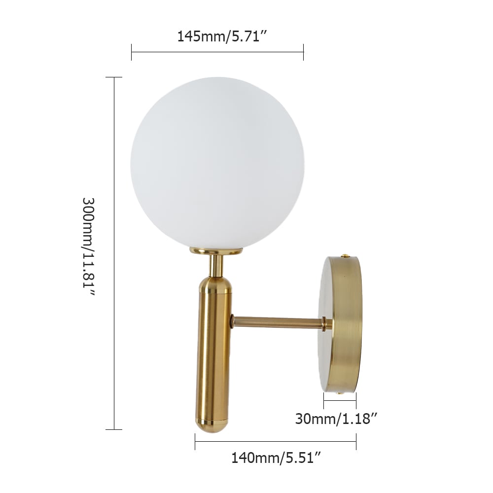 Decorica White and Gold LED Glass Globe Indoor Wall Sconce - Homary