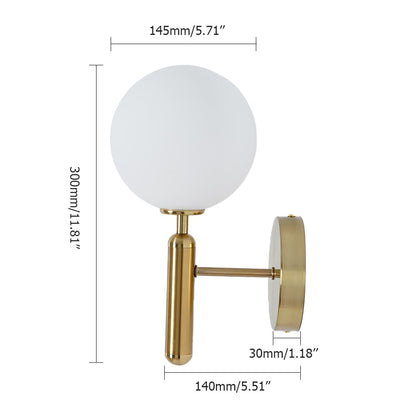 Decorica White and Gold LED Glass Globe Indoor Wall Sconce - Homary