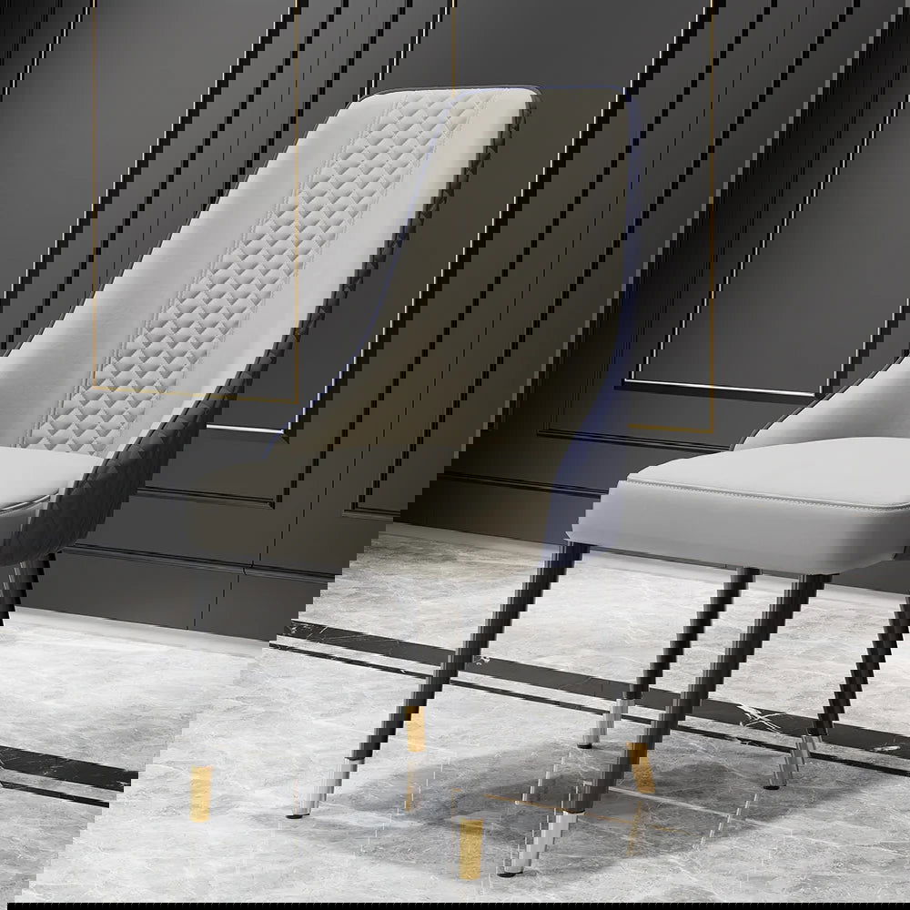 Diamic 6-Piece Modern Blue Upholstered Dining Chair Faux Leather High Back Chair - 