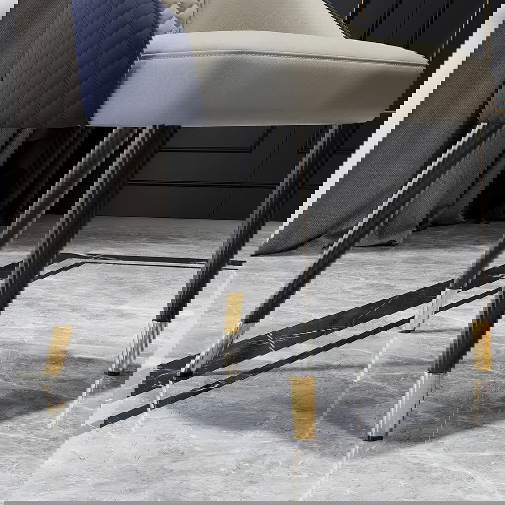 Diamic 6-Piece Modern Blue Upholstered Dining Chair Faux Leather High Back Chair - 