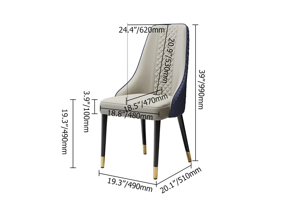 Diamic 6-Piece Modern Blue Upholstered Dining Chair Faux Leather High Back Chair - 