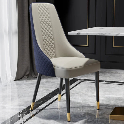 Diamic 6-Piece Modern Blue Upholstered Dining Chair Faux Leather High Back Chair - Homary