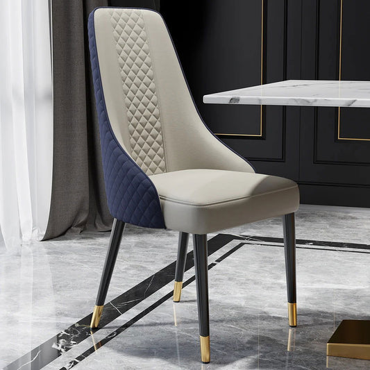 Diamic 6-Piece Modern Blue Upholstered Dining Chair Faux Leather High Back Chair - Homary