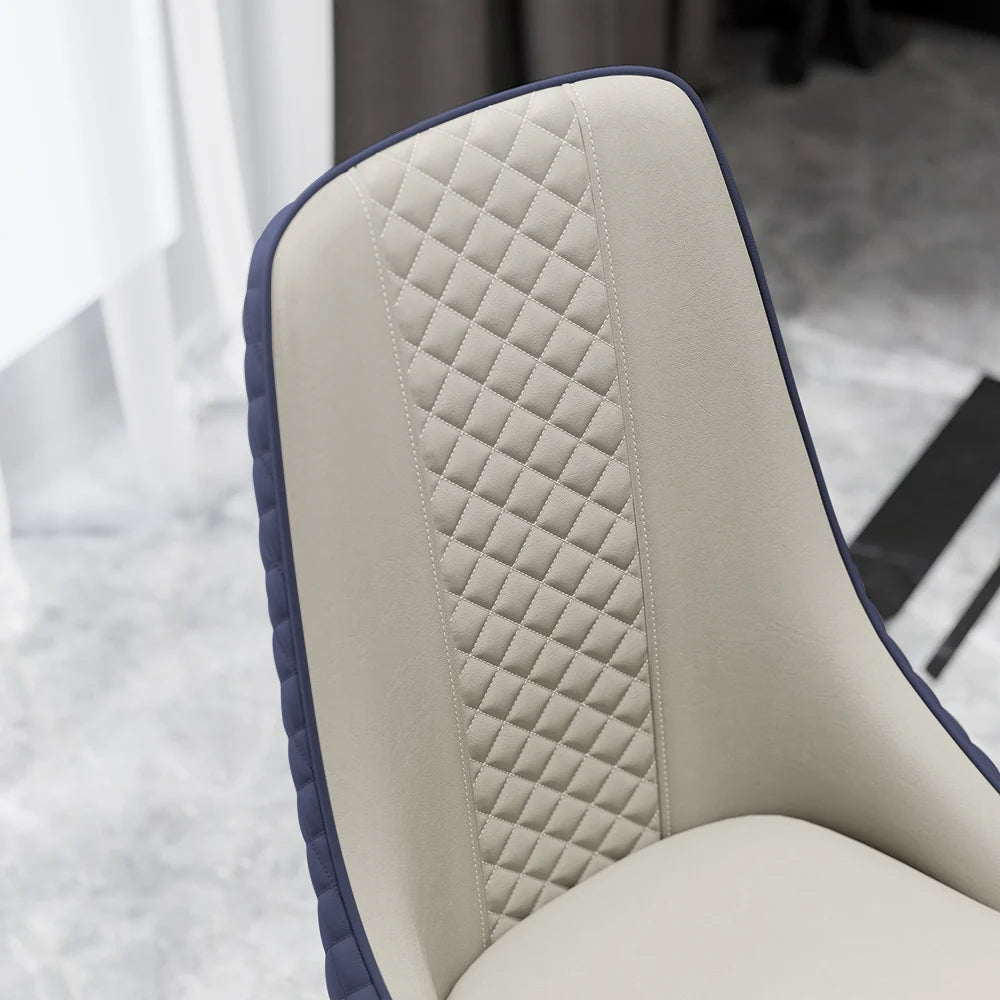 Diamic 6-Piece Modern Blue Upholstered Dining Chair Faux Leather High Back Chair - Homary