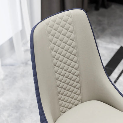 Diamic 6-Piece Modern Blue Upholstered Dining Chair Faux Leather High Back Chair - Homary