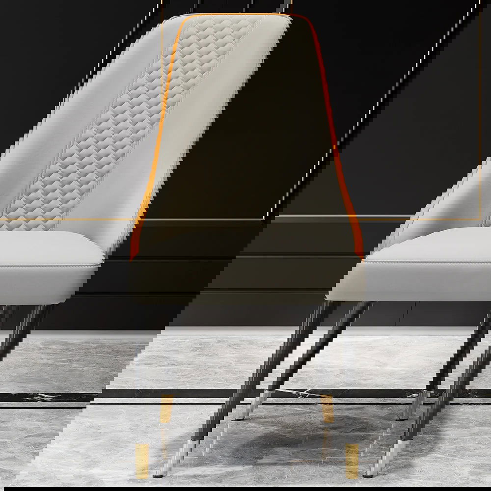 Diamic 6-Piece Modern Upholstered Dining Chair Faux Leather High Back Deep Orange - Homary