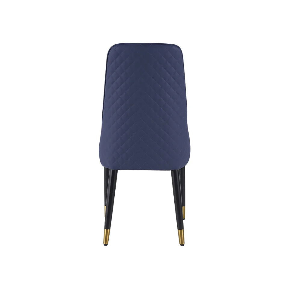 Diamic Modern Blue Upholstered Dining Chair Faux Leather High Back Chair (Set of 2) - 