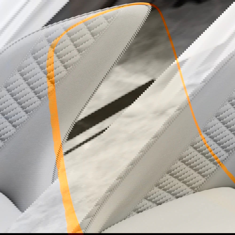 Diamic Modern Upholstered Dining Chair Faux Leather High Back Deep Orange Set of 2 - 