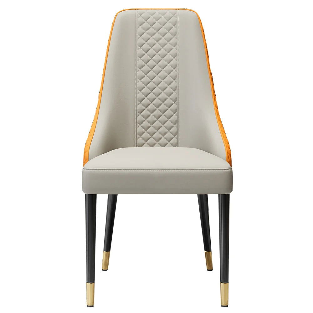 Diamic Modern Upholstered Dining Chair Faux Leather High Back Deep Orange Set of 2 - 