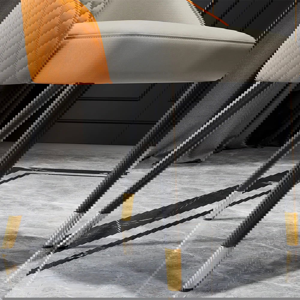 Diamic Modern Upholstered Dining Chair Faux Leather High Back Deep Orange Set of 2 - 