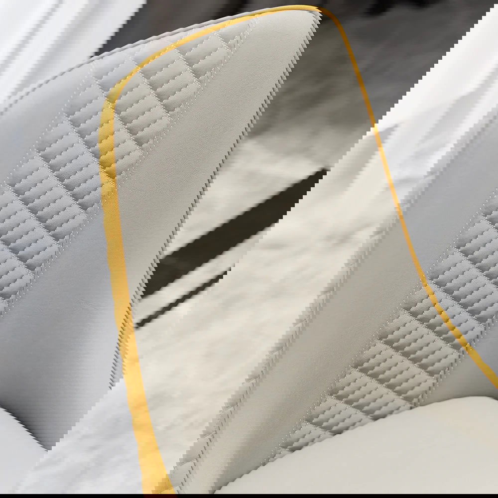 Diamic Set 6-Piece Orange & Beige Upholstered Faux Leather High Back Chair - 