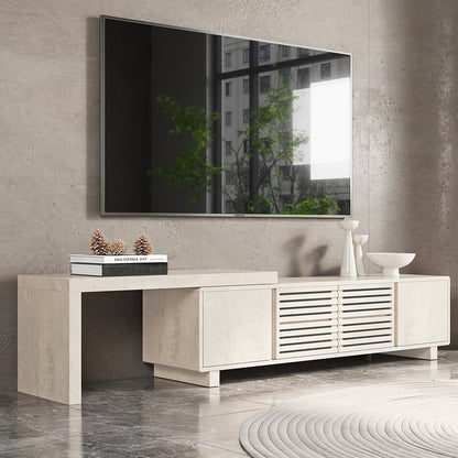 Distressed White Retracted & Extendable TV Stand with 4 Shelves Up to 2159mm - Homary