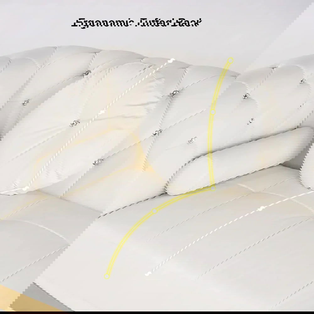 Dodiy Modern L-Shaped White Corner Sectional Sofa 5-Seater Leather with Chaise Pillows (Left Chaise ) - 