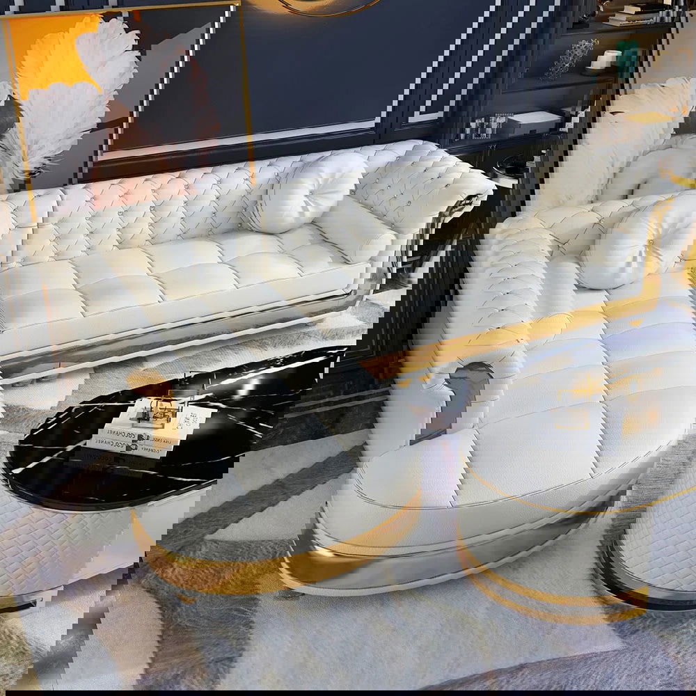 Dodiy Modern L-Shaped White Corner Sectional Sofa 5-Seater Leather with Chaise Pillows (Left Chaise ) - Homary