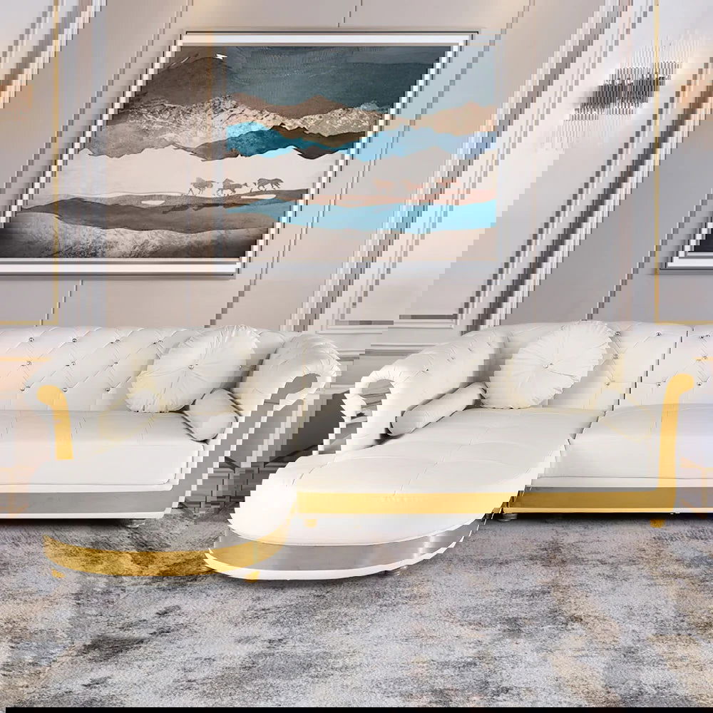 Dodiy Modern L-Shaped White Corner Sectional Sofa 5-Seater Leather with Chaise Pillows (Left Chaise ) - Homary