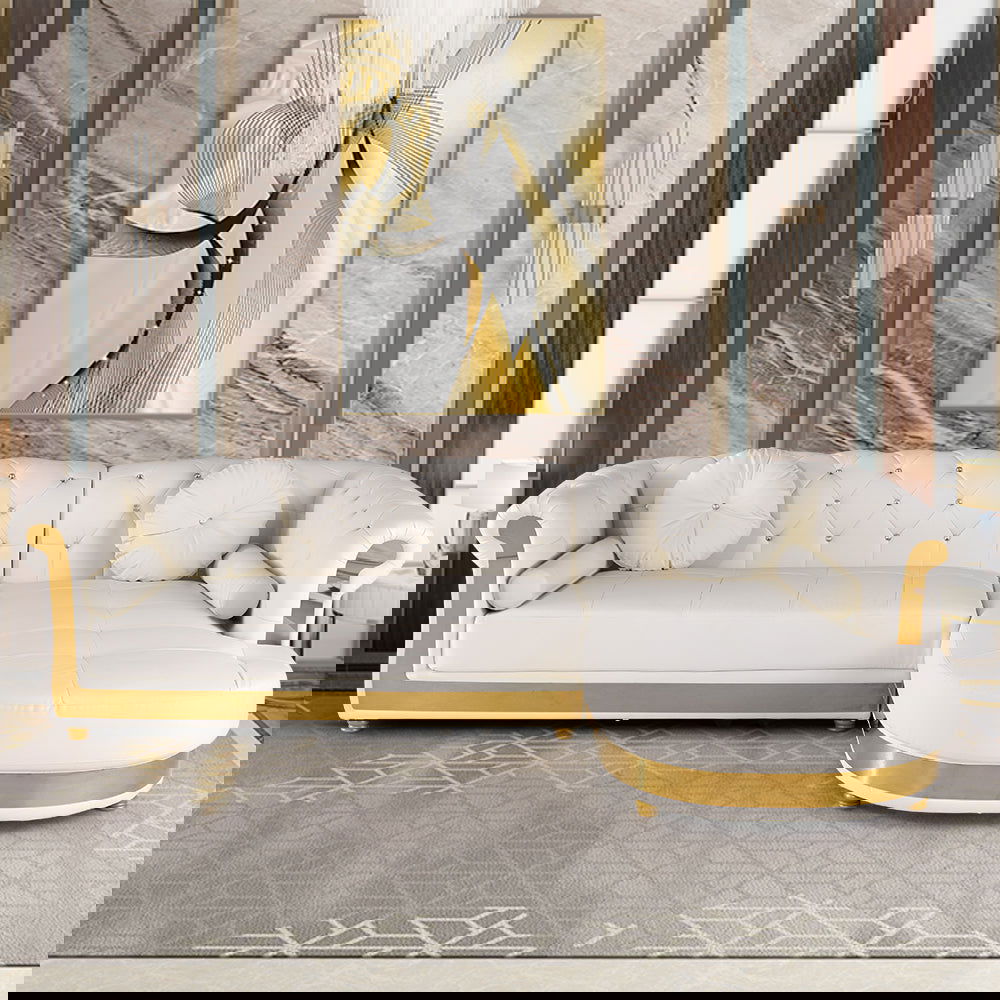 Dodiy Modern L-Shaped White Corner Sectional Sofa 5-Seater Loveseat with Chaise Pillows (Right Chaise) - 