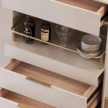 Dolawn 1400mm Light Khaki Sideboard Buffet Tempered Glass Doors & Shelf Tray Wine Rack - 