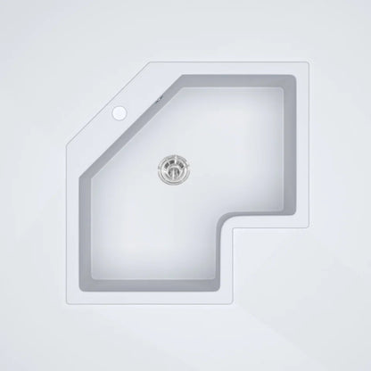 Drop In Corner Irregular Kitchen Sink White 25" Quartz - 