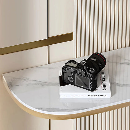 Duo 1000mm White Console Table Modern Accent Table For Entryway with Sintered Stone Top - 