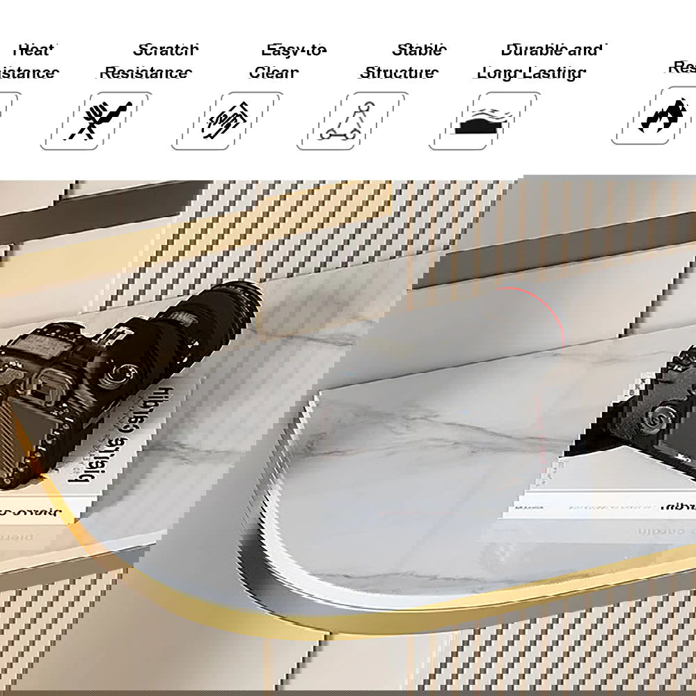 Duo 1000mm White Console Table Modern Accent Table For Entryway with Sintered Stone Top - 