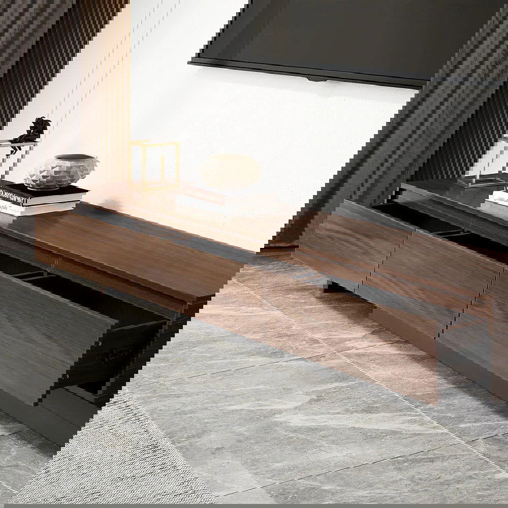 Fero Minimalist Retracted & Extendable 3 Drawers TV Stand & Round Nesting Coffee Table - 