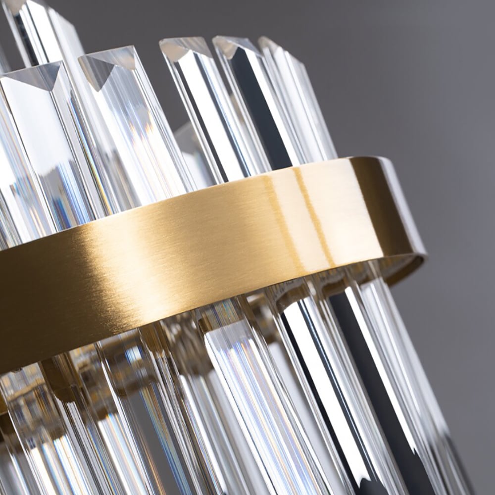 Fixedo Modern Tiered Crystal LED Chandelier in Brass Light - 