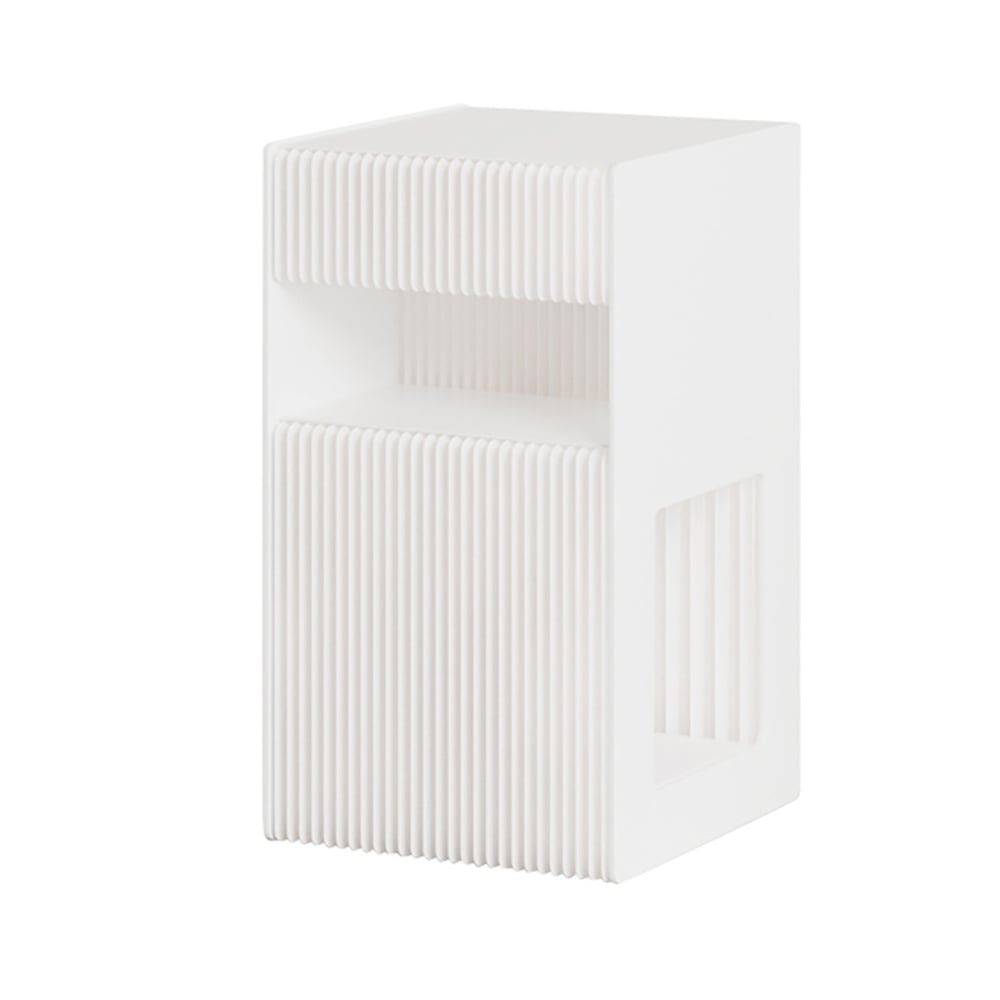 Foldable End Table with Storage Shelves Acrylic Tabletop Side Table White - 