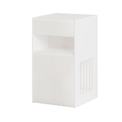 Foldable End Table with Storage Shelves Acrylic Tabletop Side Table White - 