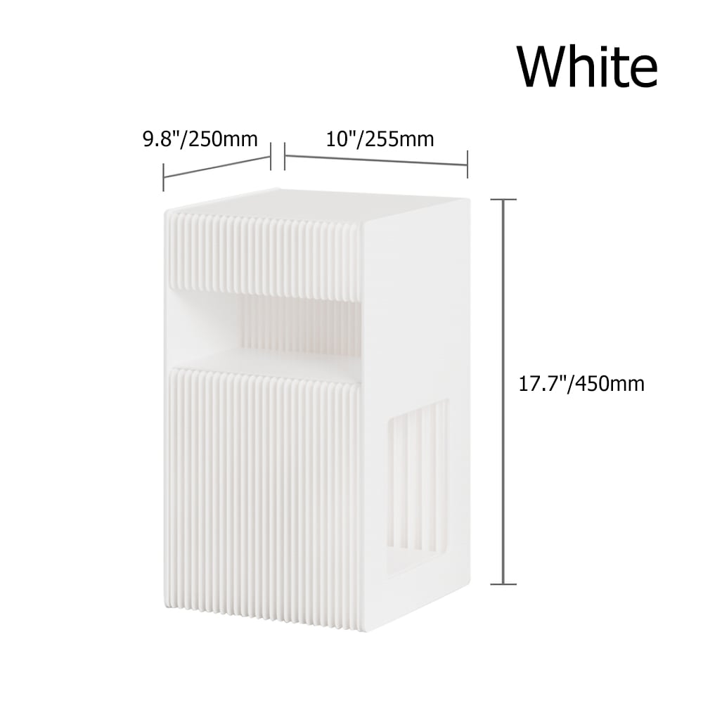 Foldable End Table with Storage Shelves Acrylic Tabletop Side Table White - 